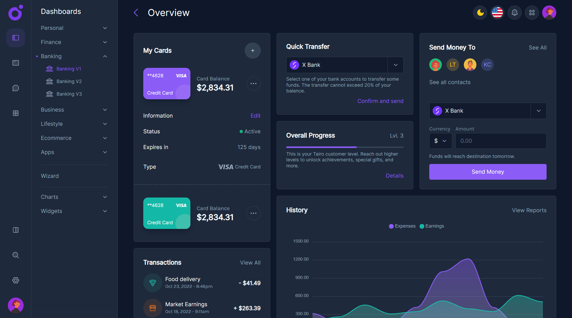 Tairo - Banking dashboard v1