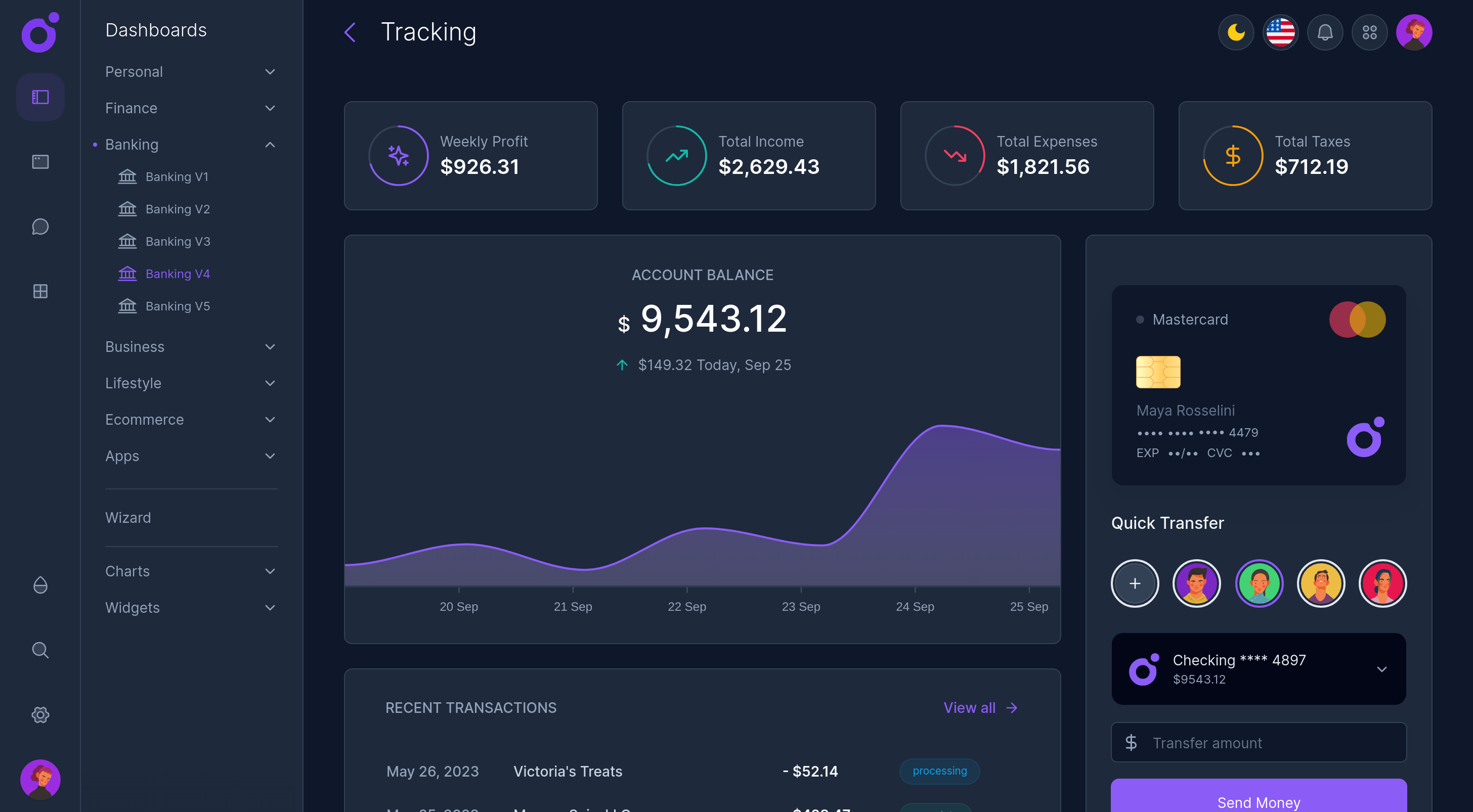 Tairo - Banking dashboard v4